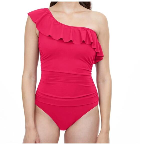 Profile by Gottex Tutti Frutti Ruffle One Shoulder One Piece Swimsuit 16 NWT - Picture 3 of 3